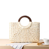 Wooden Ring Straw Bag