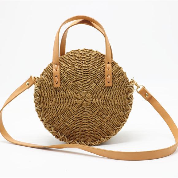 Round Leather Hand Bag