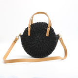 Round Leather Hand Bag