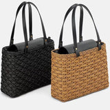 Black Camel Straw Bag