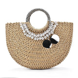 Shell Moon Straw Bag