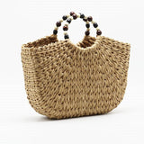 Bead Hand Straw Bag
